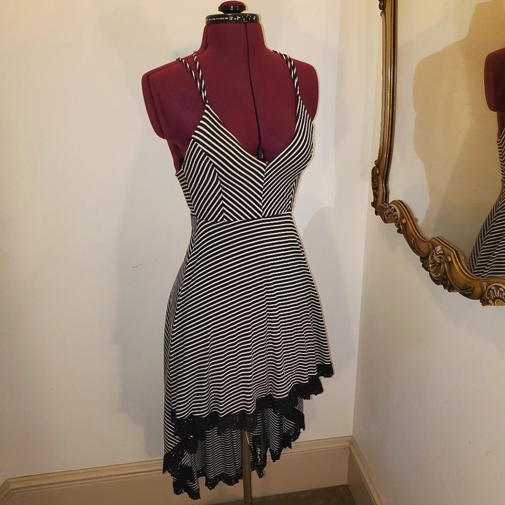 Love Culture-High Low Strappy Striped Dress